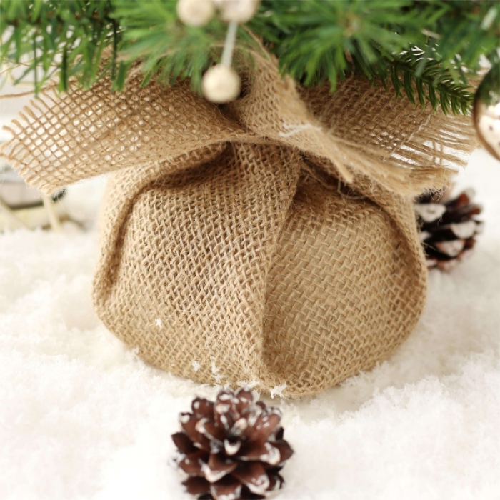 Small artificial green tree with led lights