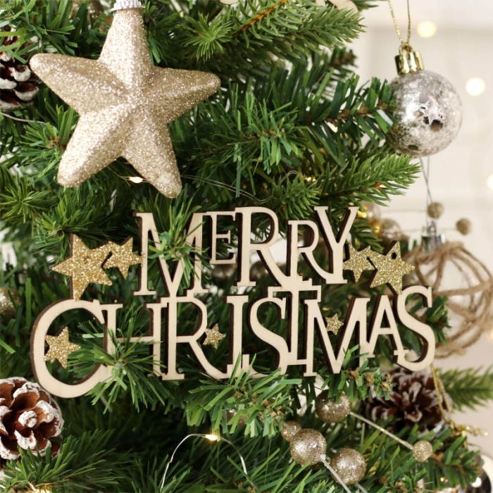 Small artificial green tree with led lights