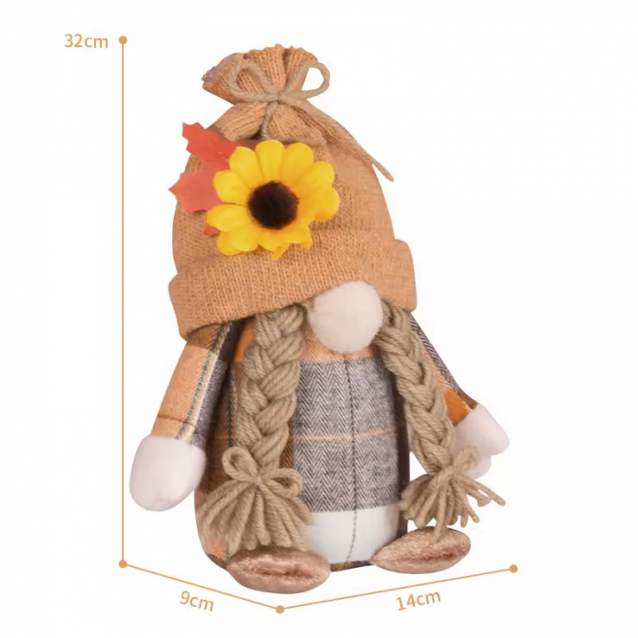 Faceless Doll Gnomes Decor With Sun flower