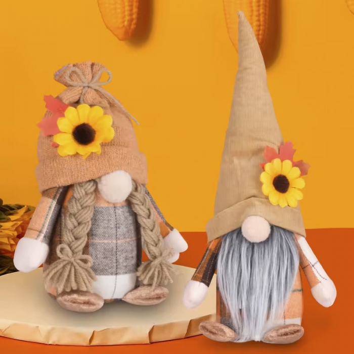 Faceless Doll Gnomes Decor With Sun flower