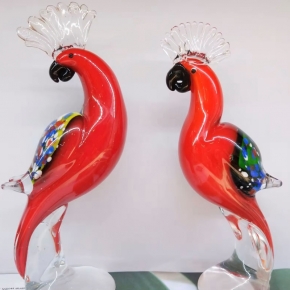 Mini Glass Red Parrot