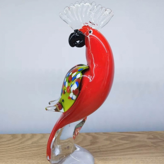 Mini Glass Red Parrot
