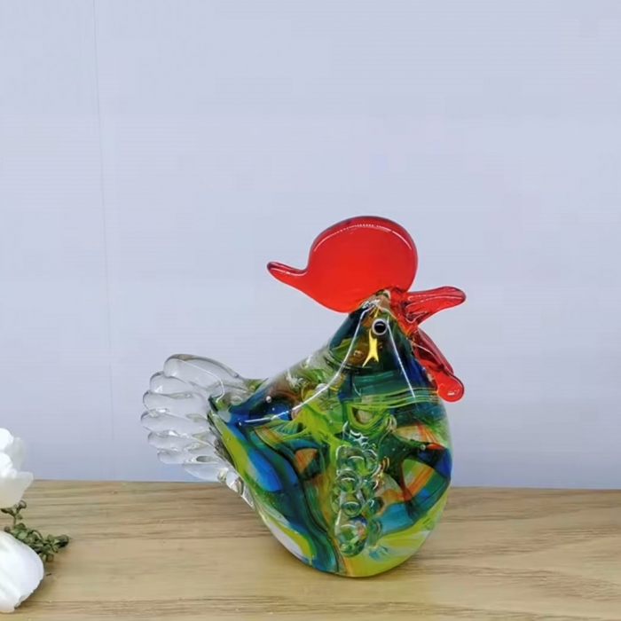 Glass Mini Green Rooster