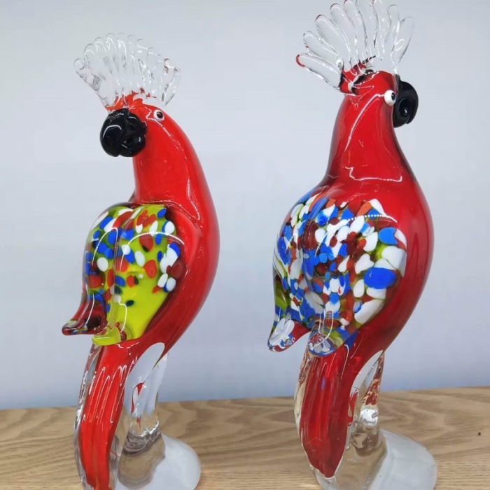 Mini Glass Red Parrot