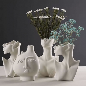 Modern Ceramic White Statue Vase