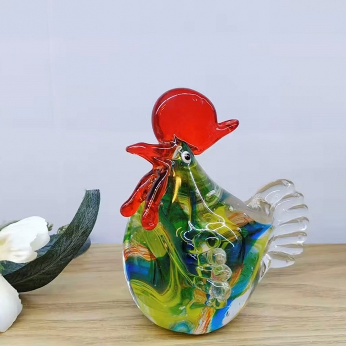 Glass Mini Green Rooster