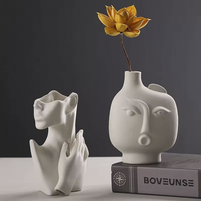 Modern Ceramic White Statue Vase