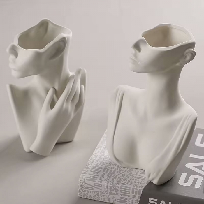 Modern Ceramic White Statue Vase