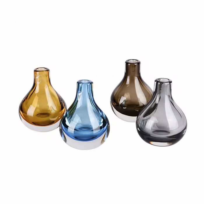 Small Mouth Colorful Mini Clear Glass Vase