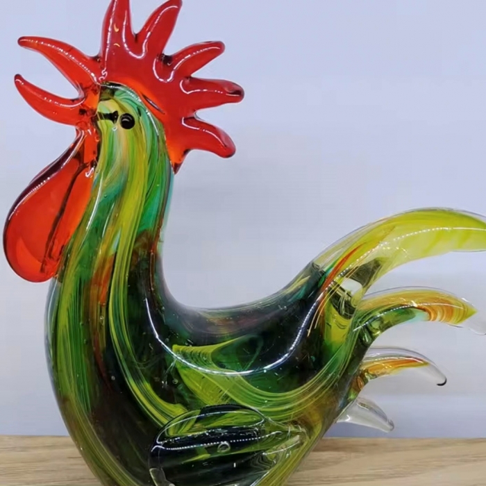 Glass Mini Green Rooster