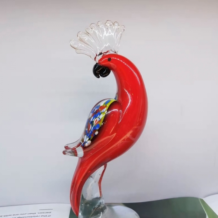 Mini Glass Red Parrot