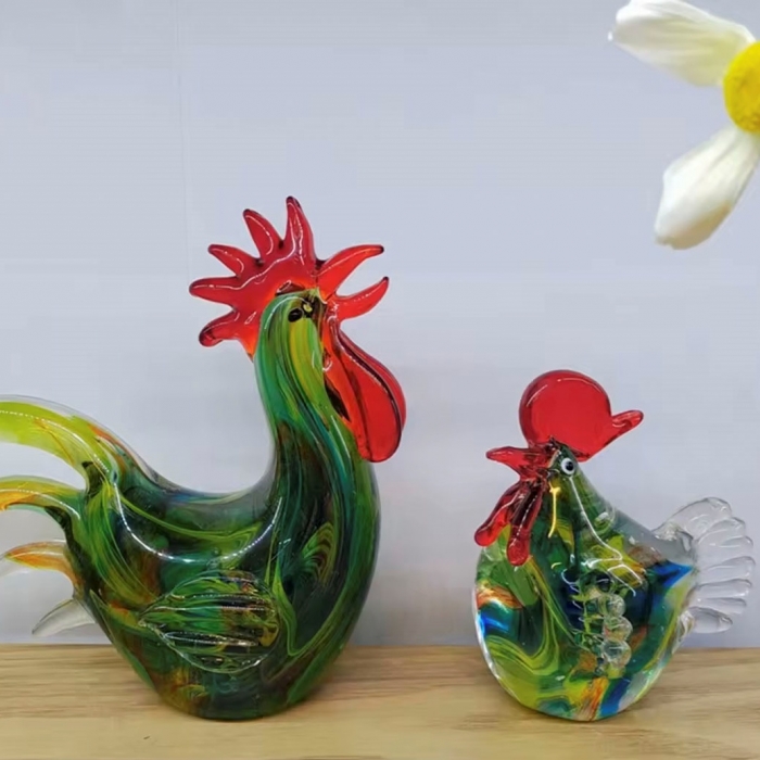 Glass Mini Green Rooster
