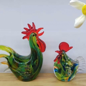 Glass Mini Green Rooster