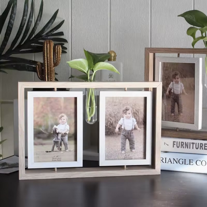 Double Photo Frame Reversible Plant Wooden Frame