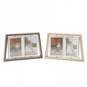 Two Rotating Double Sided Wooden Photo Frame