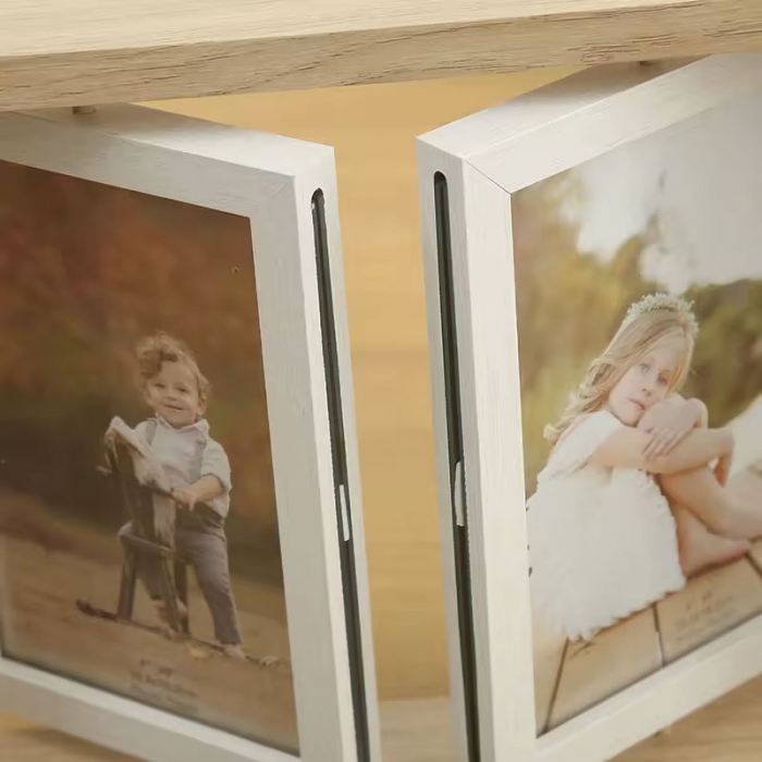 Two Rotating Double Sided Wooden Photo Frame