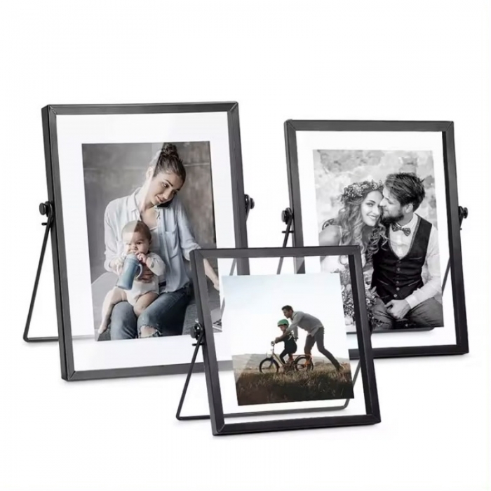 Double Sided Transparent Glass Photo Frame.