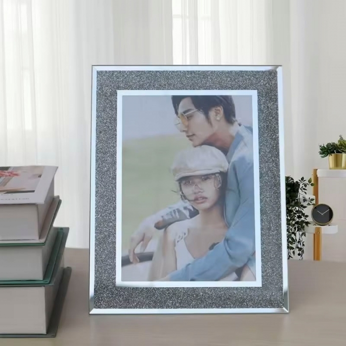 Flash silver powder diamond crystal glass photo frame