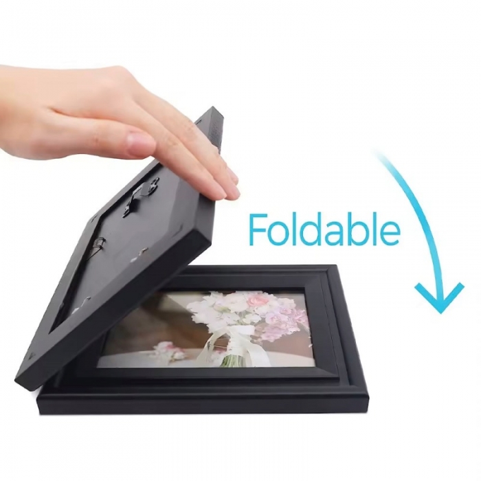 Double Black Wood Folding Picture Frame