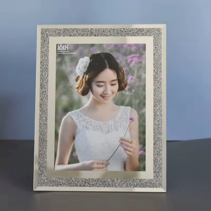 Flash silver powder diamond crystal glass photo frame