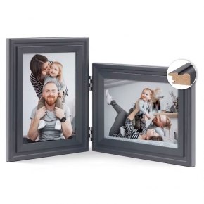 Double Black Wood Folding Picture Frame