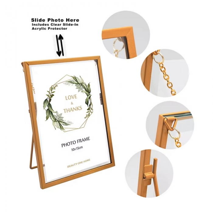 Metal Wall-Mounted Glass Photo Frame
