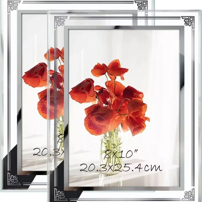 Crystal glass gold photo frame