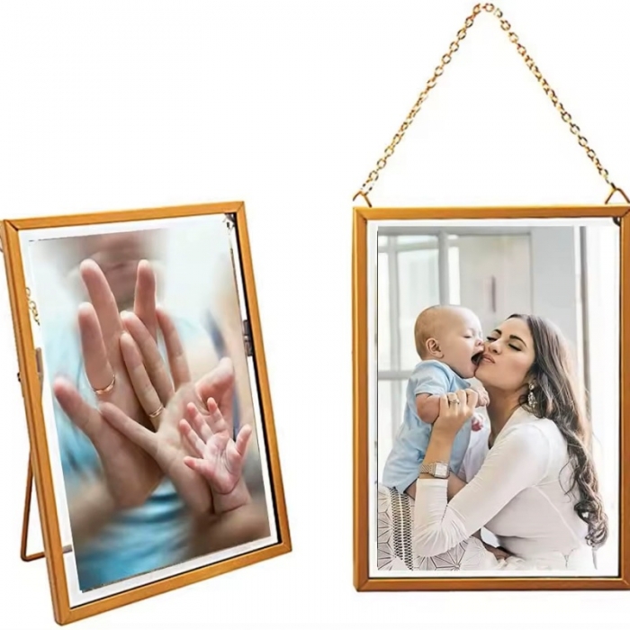 Metal Wall-Mounted Glass Photo Frame