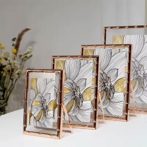 Metal Large Folding Gold Black Photo Frame