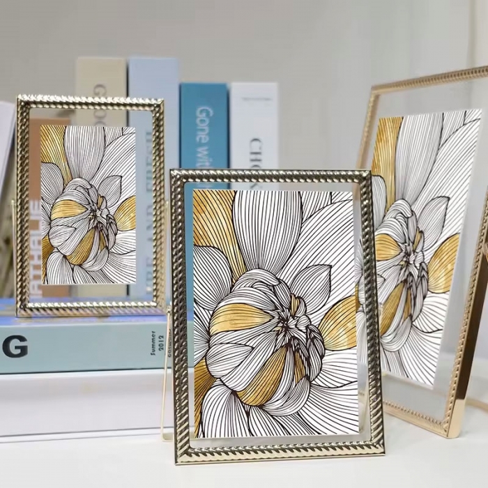 Metal Large Folding Gold Black Photo Frame